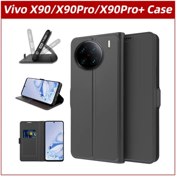 Vivo X90 Pro Artı durumda, Vivo X90 Kapak, Fundas Vivo X90 Pro, PU + tpu Malzeme kapak dahili telefon tutucu