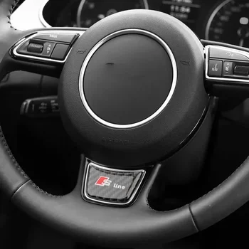 Karbon Fiber Araba İç direksiyon Çıkartmaları Sticker Amblem Audi Sline A1 A3 A4 A4L A5 A6L A7 2017 2018 Rozeti Aksesuarları