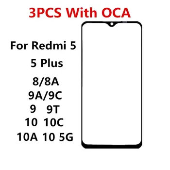 3 Adet / grup Ön Ekran Xiaomi Redmi İçin 10C 5 Artı 8 8A 9 9A 9C 9T Dokunmatik Panel lcd ekran Dış Cam Onarım Parçaları Değiştirin + OCA
