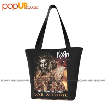 Korn X Rob Zombi Takip Lideri 1999 Tur Komik Çanta Tote Çanta alışveriş çantası Süpermarket