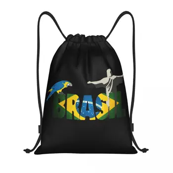 Özel Brezilya Bayrağı İpli Çanta Eğitim Yoga Sırt Çantaları Kadın Erkek Spor Salonu Sackpack