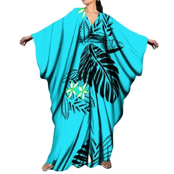 Polinezya Kabile Halkları Tasarım Yeni Yarasa Maksi Elbise Kelebek Kollu Tam Etek Tasarım Elbise Gündelik Parti Maksi Elbise 2023