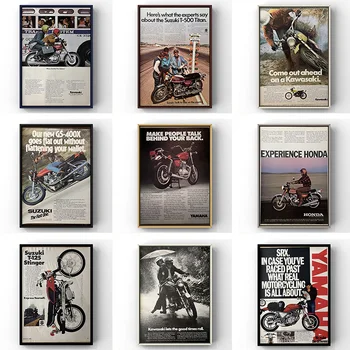 Vintage 20 Yüzyıl motosiklet bisiklet Dergisi Reklam Posteri Binici Biker Tuval Boyama Adam Mağara Motosiklet Duvar Sanatı Odası Ev Dekor