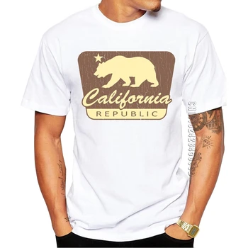 Erkekler Moda T shirt Hipster Kaliforniya Cumhuriyeti Vintage baskılı tişört Gömlek %100 % pamuklu üst giyim Kaliforniya Ayı T-Shirt