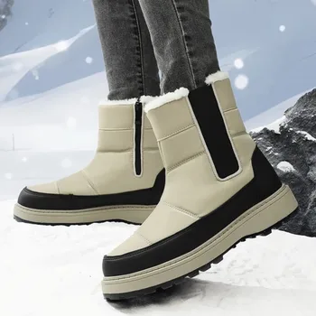 2023 Kışlık botlar Kadınlar Fit Botas Mujer Çizmeler Ayakkabı Platformu Sıcak pamuklu ayakkabılar Konfor Açık Havada Rahat Polar yarım çizmeler