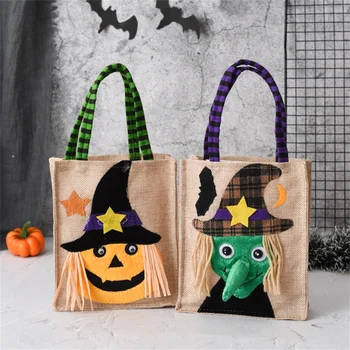 Cadılar bayramı hediye çantası Çocuk Kabak Cadı Korku Hayalet Olmayan Dokuma Tote Parti Trick Or Treat Şeker Paketleme Saklama Çantası Dekor