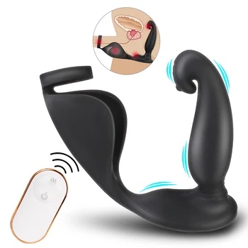 2 İn 1 Anal Plug Elektrikli Penis Halkası Erkekler İçin Testis prostat masaj aleti Vibratör Strapon Butt Dilatör Seks Oyuncakları Erkek Masturbator