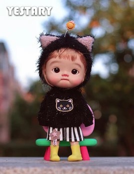 YESTARY Blythe oyuncak bebek giysileri BJD Bebek Aksesuarları Blythe El Yapımı Siyah Kedi Kazak Şapka Seti Bitmiş Ürün BJD Hediyeler