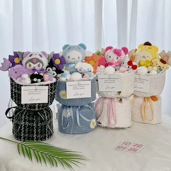 Kuromi Cinnamoroll Mymelody Pompompurin Hello Kitty Kawaii çizgi film bebeği Buket Anime Kız Sevimli Sevgililer Doğum Günü Hediyeleri