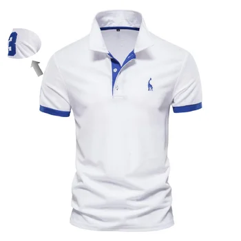 Yaz Yeni Trendyol Erkekler %35 % Pamuk Beyaz polo gömlekler Rahat Düz Renk Slim Fit Tişörtleri Erkek Polos Moda Camiseta Masculina