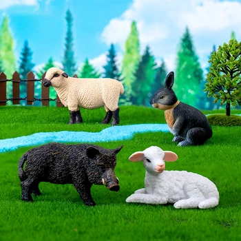 Simülasyon Mini Sevimli Vahşi Hayvanlar At İnek Koyun Bebek Figürü çocuk Koleksiyonu Oyuncak Simülasyon Hayvanlar Modeli Dollhouse Dekor