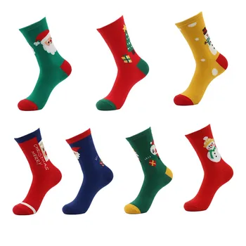 Noel Çorap Kadın Karikatür Kardan Adam Santa Baskı Çorap Renkli Yeni Yıl Komik Sokken Kar Tanesi Noel Noel Baba Mutlu Çorap