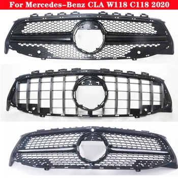 Mercedes-Benz CLA için W118 C118 2019-2020 Araba styling Orta ızgara AMG Elmas GT ABS plastik ön tampon Merkezi izgara grille