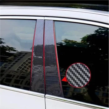 6 Adet Karbon Fiber Bak Araba Pillar Mesajları Kapı Pencere Çıkartmaları Trimler Kapak Mitsubishi Outlander 2006-2010 için 2011 2012 2013