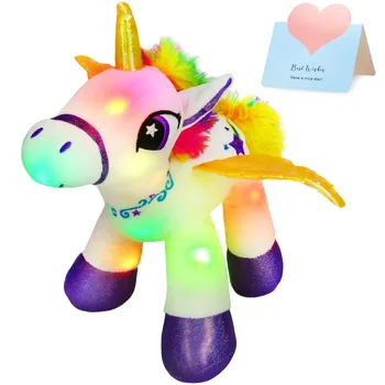 35cm Aydınlık Unicorn Kanatlı peluş oyuncak led ışık Sevimli Yumuşak Doldurulmuş Hayvanlar Kızlar için doğum günü hediyesi Odası Dekor regalo niña