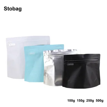 StoBag 50 adet kahve çekirdekleri Ambalaj valizli çanta fermuarlı alüminyum Folyo ısı sızdırmazlık tozu fındık depolama hava geçirmez yeniden kullanılabilir poşet