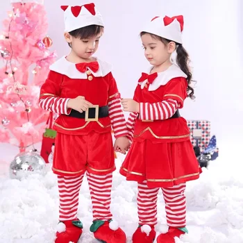 Çocuk Noel Baba Kostümü, Noel Elbisesi, Elbise, Kızlar, Erkekler, Bebek, Anaokulu, Yeni Stil, 2024