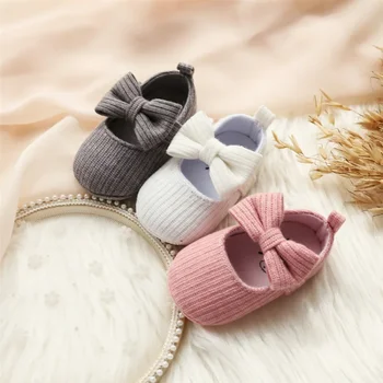 0-1 Yaşında Yün Kız Bebek Ayakkabıları Yumuşak tabanlı Prenses Bebek Ayakkabıları Rahat Yay Toddler Ayakkabı Sevimli ve Şık