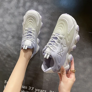 2024 Moda Ayakkabı Kadın Platformu Sneakers rahat ayakkabılar Kadın Uçan Nefes Örgü Ayakkabı Sepeti Femme