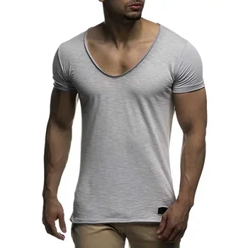 A2971 Yeni varış derin V boyun kısa kollu erkek t shirt slim sağlıklı tişört erkekler ınce üst tee casual yaz gömlek camisetas hombre