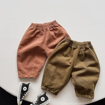 Sonbahar Kış Yeni Çocuk Gevşek Pantolon Pamuk Kalın Bebek Kız Erkek Geniş Bacak Pantolon Yürümeye Başlayan Rahat pantolon Çocuklar Sıcak Giysiler