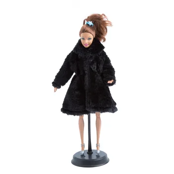 NK 1 Adet Prenses Asil Siyah Yün Ceket Moda Elbise Güzel Giysiler günlük giysi İçin barbie bebek Aksesuarları Kız Hediye Oyuncak