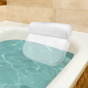 Banyo Kaynağı Boyun ve Sırt Desteği Vantuz Kaymaz Nefes 3D Örgü Spa banyo yastığı Küvet Kafa dinlenme yastığı