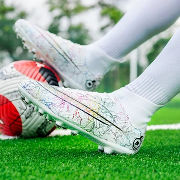 2023 YENİ Erkek futbol ayakkabıları Yetişkin Çocuklar Yüksek Ayak Bileği futbol kramponları Cleats Çim Eğitim Spor Ayakkabı erkek Spor Ayakkabı
