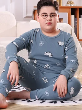 Pamuk Çocuk Loungewear Set Uzun Kollu Uzun Pantolon Pijama Iki parçalı Set Sonbahar Kış Sıcak Rahat Sonbahar Elbise Erkek Karikatür