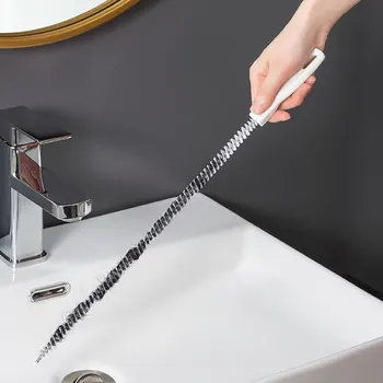 1 Adet Banyo Saç Kanalizasyon Lavabo Temizleme Fırçası Süper Uzun Boru Tarama Fırçası Esnek Tahliye Temizleyici Takunya Fiş Delik Sökücü Aracı