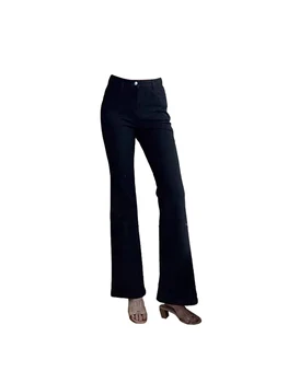 Kadın Vintage Siyah Gotik Flare Kot Baggy Yüksek Bel Kot Pantolon Kore Y2k Streetwear 2000s Geniş Bacak Pantolon Elbise 2023