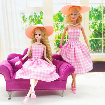 1 Takım oyuncak bebek giysileri İçin 30CM Bebek Şapka Elbiseler Kolye Bilezik Yüksek Topuk Ayakkabı Dollhouse Minyatür Dekor Oyuncak Pretend