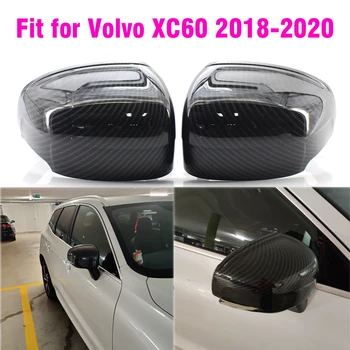 Karbon Fiber Dokulu Yan Kapı Kanat dikiz aynası Koruyucu Kapak Volvo XC60 2018 2019 2020 Araba-Styling