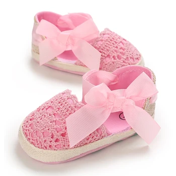 Pembe Bebek Ayakkabıları Prenses Moda Ayakkabı Bebek Yürüyor Yumuşak taban Anti Kayma İlk Yürüyüşe 0-1 yaşındaki bebek Vaftiz Ayakkabı