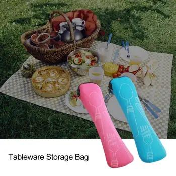 1 ADET seyahat çatal bıçak takımı Çantası Dayanıklı Hafif Taşınabilir Piknik Çatal Kaşık saklama çantası Mutfak Aksesuarları Eşyaları Eko Depolama Aracı