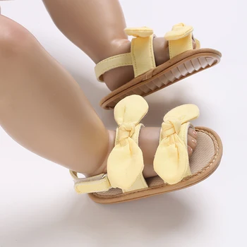 Toddler Bebek Kız Sandalet Tuval Esnek kaymaz İlmek Yaz Rahat Günlük Daireler bebek ayakkabısı çocuk ayakkabıları