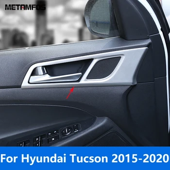 Hyundai Tucson 2015-2018 için 2019 2020 Karbon Fiber İç Kapı Kolu Kase Paneli Kapak Trim Sticker Aksesuarları Araba Styling