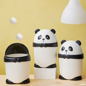 8L Panda Karikatür çöp tenekesi Sevimli Ev Oturma Odası Yatak Odası Mutfak Tuvalet Boşluk Yaratıcı Kağıt Kapaklı Sepet Boşluk Çöp Kovası