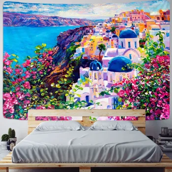 Güzel Çiçekler Goblen Duvar Asılı Bez Plaj Sahil peyzaj Goblen Halılar Yatak Odası sanat dekoru Piknik Plaj Havlusu