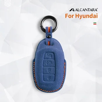 3 4 Düğmeler Alcantara Araba akıllı anahtar Kılıfı Hyundai Tucson İçin Solaris Sonata Hibrid NEXO NX4 Santa Fe dn8 2020 2021 2022
