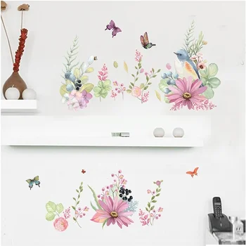 Güzel Çiçekler Kuşlar Kelebek Duvar Sticker Sıcak yatak odası dekoru Çıkartmaları Duvar Kağıdı Ev Dekorasyon çıkartmaları