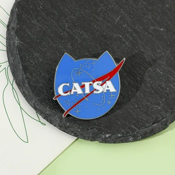 CATSA Yıldızlı Kedi şekilli emaye Pin yaratıcı komik rozeti kişilik broş yaka pin moda takı arkadaşlar için hediye
