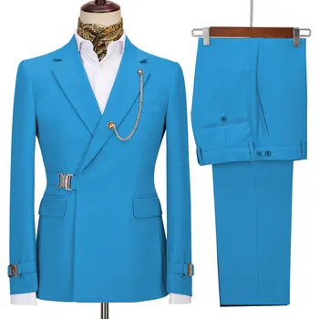 22 Renk Blazer + Pantolon erkek iş elbisesi Düzenli Fit Çentik Yaka Balo Smokin Düğün Kıyafetleri Şarkıcı Sahne Giyim XS-7XL