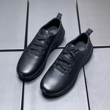 2024 Yeni Varış deri ayakkabı Erkek Siyah Gençlik rahat ayakkabılar Erkekler İçin En Kaliteli Spor rahat ayakkabılar Adam rahat ayakkabılar