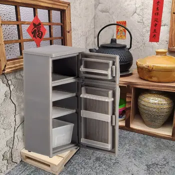 Dollhouse Minyatür Buzdolabı Pişirme Tezgahı Buzdolabı Dondurucu Oyuncaklar Mutfak Ev dekorasyon mobilyası Aksesuarları