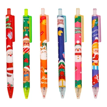 Çocuk öğrenci ödülleri için 10 Noel kalem komik geri çekilebilir tükenmez kalem paketi