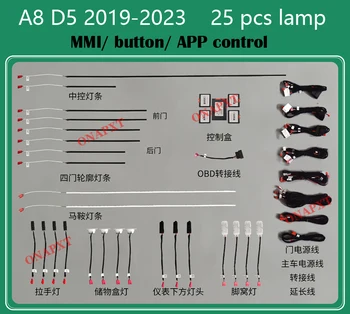 30 Renkli ışık şeridi atmosfer lamba MMI APP LED dekoratif kapı ayak Pano ortam ışığı Audi A8 D5 2019-2023