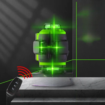 3D 16 Satır Lazer Seviyeleri ölçüm analiz cihazları yeşil ışık dikey ve yatay Lazerler setleri yeşil lazer