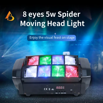 5W 8 LEDs Örümcek Hareketli Kafa Lambası RGBW Işın Tarayıcı DJ Disko parti ışığı Dans Düğün Bar Tatil Sahne Aydınlatma Etkisi