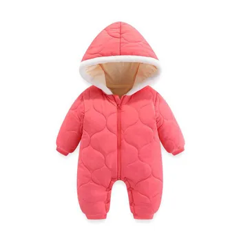 Bebek Erkek Kapşonlu Romper Yürümeye Başlayan Tulumlar Kış Sıcak Kalınlaşmak pamuk tulumlar 0-18Month Yenidoğan Kız Bodysuit Giysileri Kıyafetler